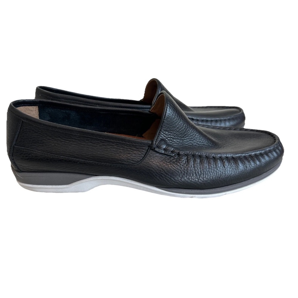 Johnston & Murphy Men's 11.5 Black Venetian Slip-On Loafer White Sole Sheepskin
